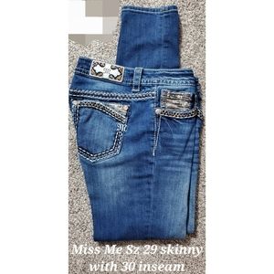 Miss Me Size 29 skinny jeans with 30 inseam New w/o tags